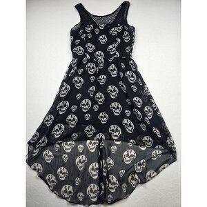 Royal Bones By Daang Black Sugar Skull Print High-Low Sleeveless Dress M Goth